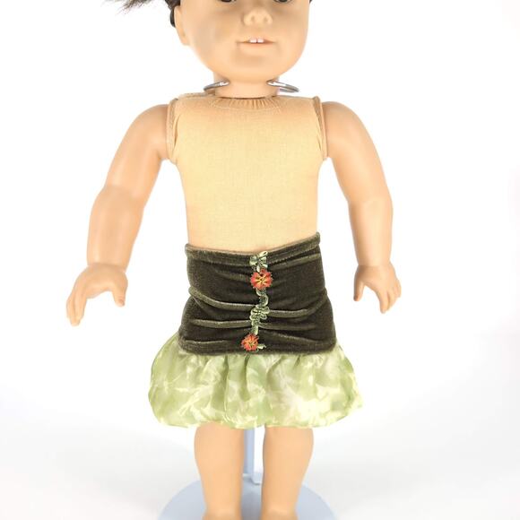 Unbranded Olive Green Velvet Doll Pull On Dressy Skirt for 18" Dolls - GUC - Picture 1 of 12